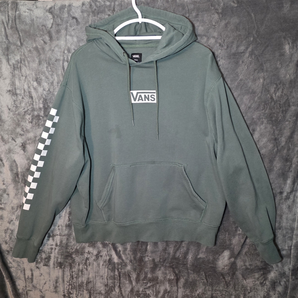 Vans Versa Green Pullover Hoodie with Checker Sleeve